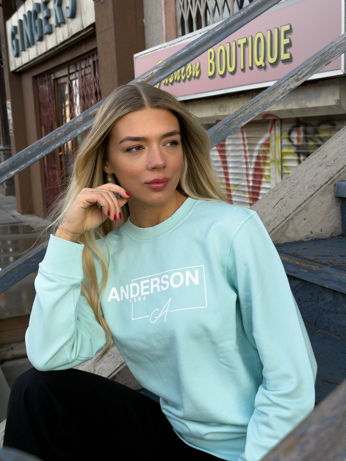 ANDERSON Sweatshirt/ Aqua Unisex