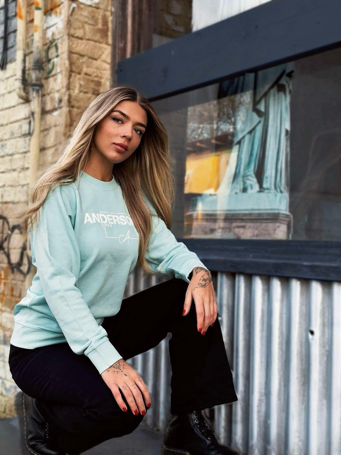 ANDERSON Sweatshirt/ Aqua Unisex